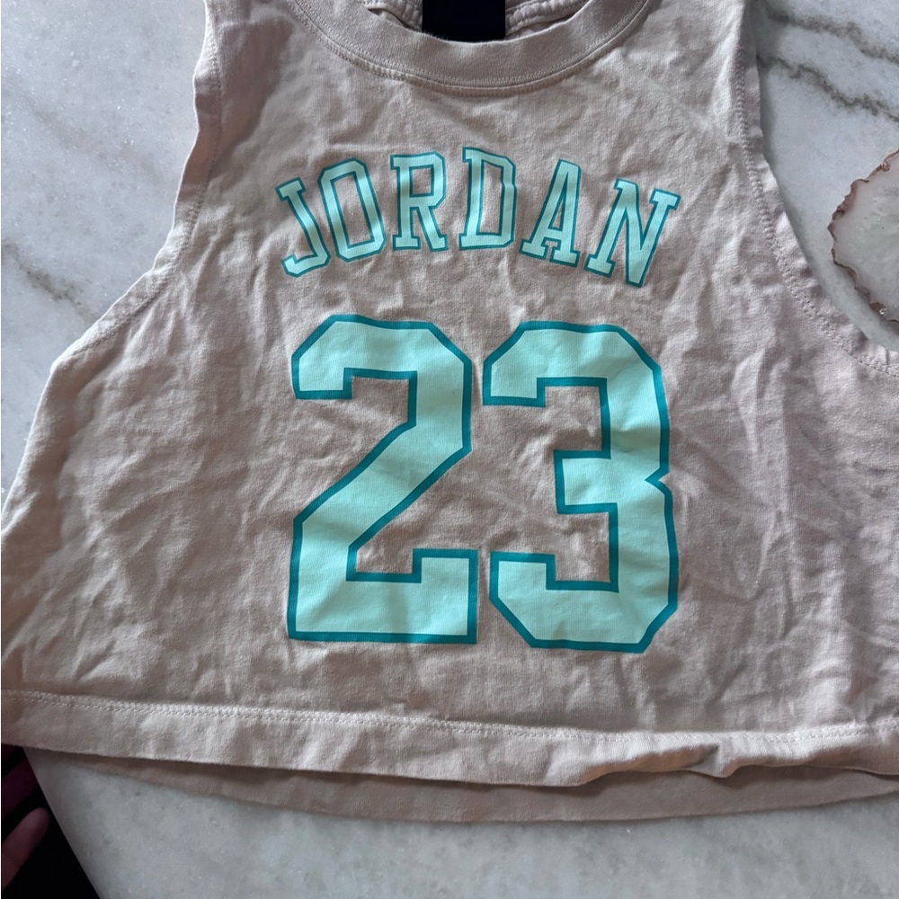 Jordan Kids Tan Tank Top with Blue Accents